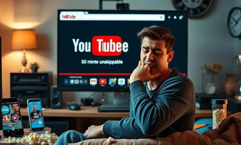 Usuário Reclama de Anúncio Não Pulável de 60 Minutos no YouTube