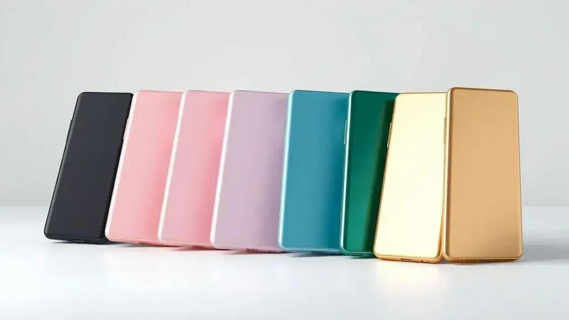 Detalhes das cores disponíveis